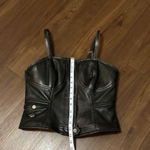 HARLEY DAVIDSON LEATHER ZIPPERED BUSTIER/HALTER - Picture 2 of 16
